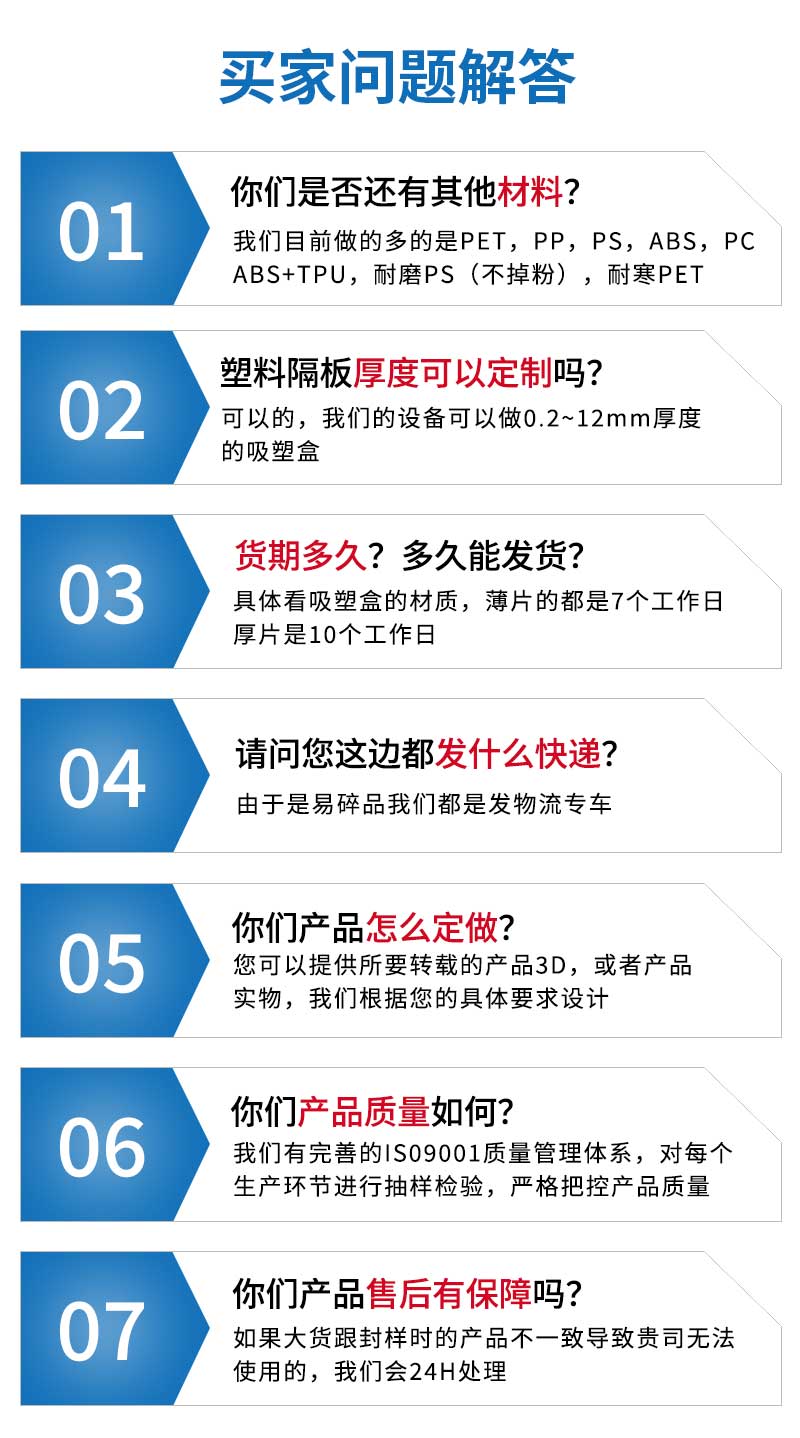 機(jī)械包裝薄片吸塑盒買家問(wèn)題解答